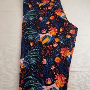 Fabulegs Bird Print Leggings Colorful Floral Rooster Chicken tropical
